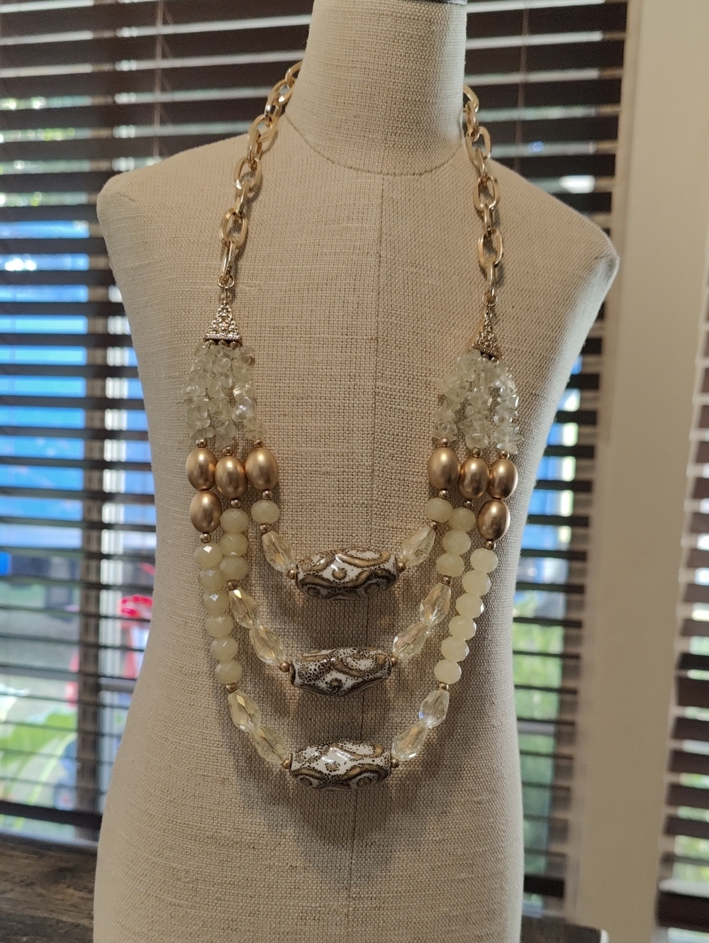Elegant Gold Multi-Strand Statement Necklace - Women Jewelry